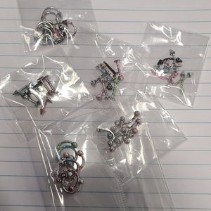 16G eyebrow, ear, lip, nose rings